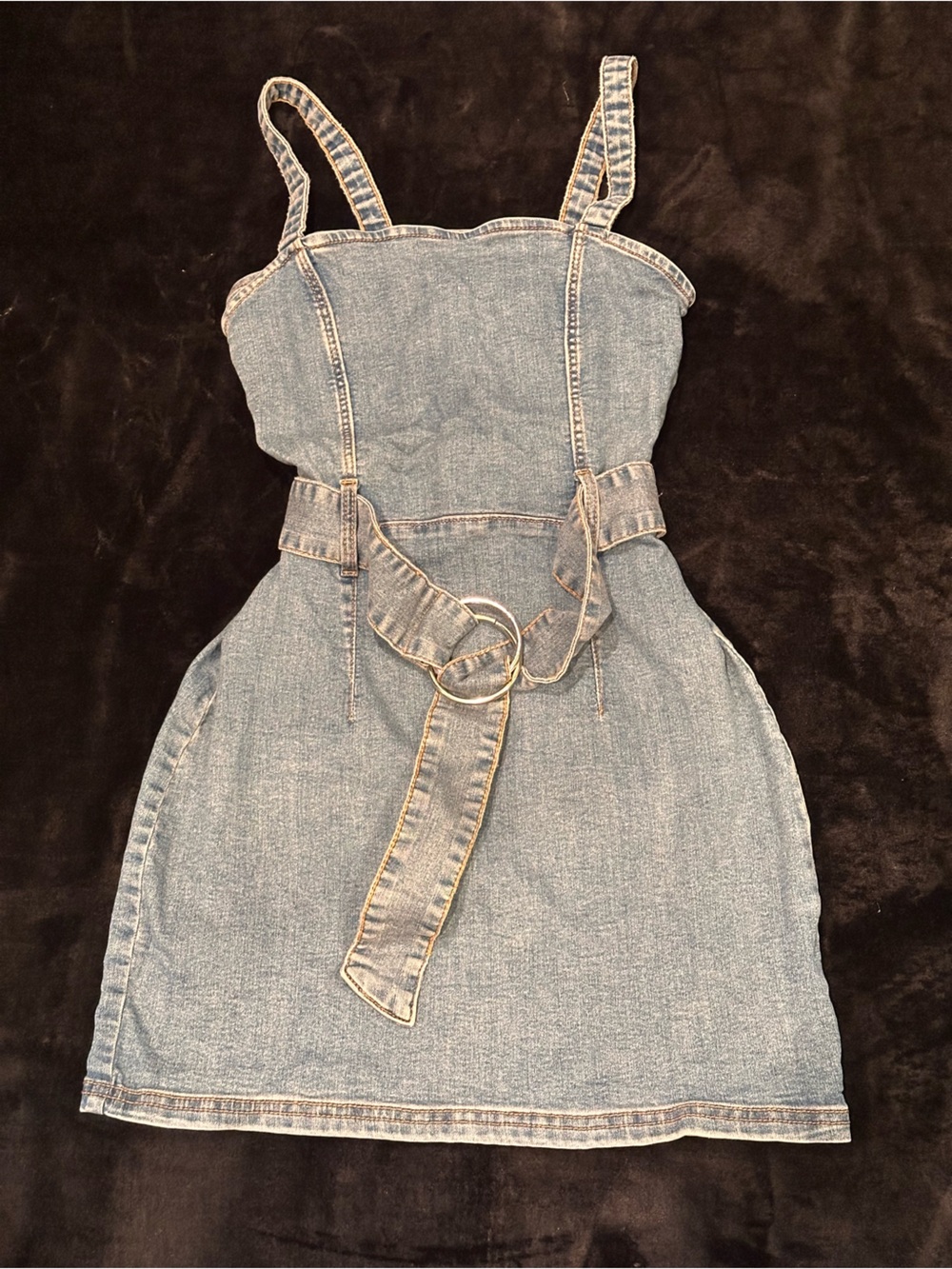 H&M Light Blue Denim Overall Skirt with Adjustable Straps